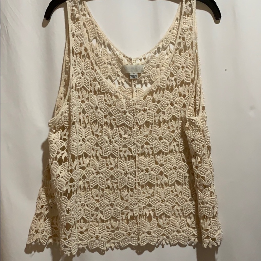 FOREVER 21 CREME CROCHETED TANK PLUS 2X SWING TOP